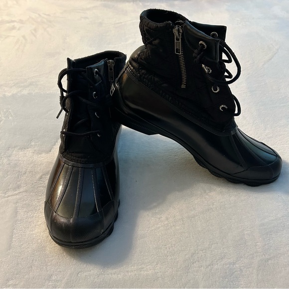 Sperry Shoes - Sperry black waterproof rubber boot quilted top size 10M winter work wear
